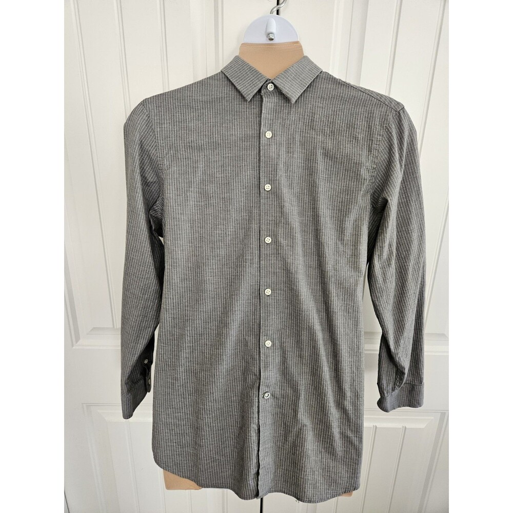 Crosby & Howard Grey White Pin Stripe Long Sleeve Men's Shirt NWT Sz XL